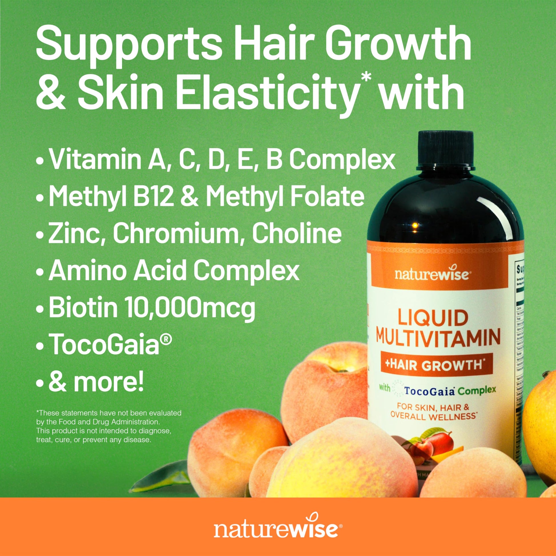 NatureWise Liquid Multivitamin Hair Growth for Women & Men + Tocogaia® for Hair Growth & Skin Elasticity Support + Biotin, Vitamin D, E, B NatureWiseBuy Supplements Australia