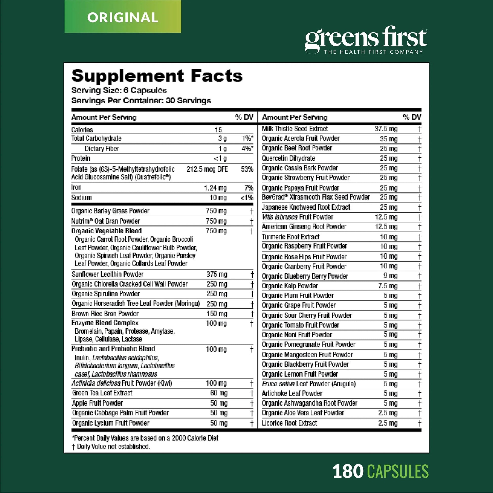 Greens First Phytonutrient Capsules - 49 Antioxidant-Rich Superfoods with Organic Fruits & Veggies, Prebiotics, Probiotics Greens FirstBuy Supplements Australia