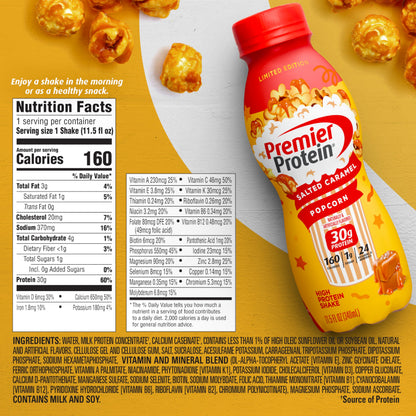 Premier Protein Shake Limited Edition Salted Caramel Popcorn, 30g 1g Sugar 24 Vitamins Premier ProteinBuy Supplements Australia