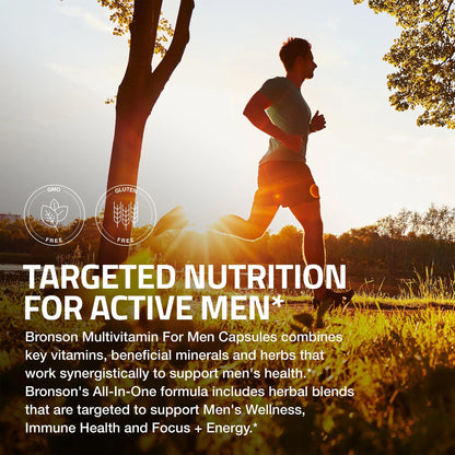 Bronson Multivitamin for Men All-in-One Daily Coverage Formula Key Vitamins, Minerals & Herbs to Support Men's Health, 120 Capsules BronsonBuy Supplements Australia