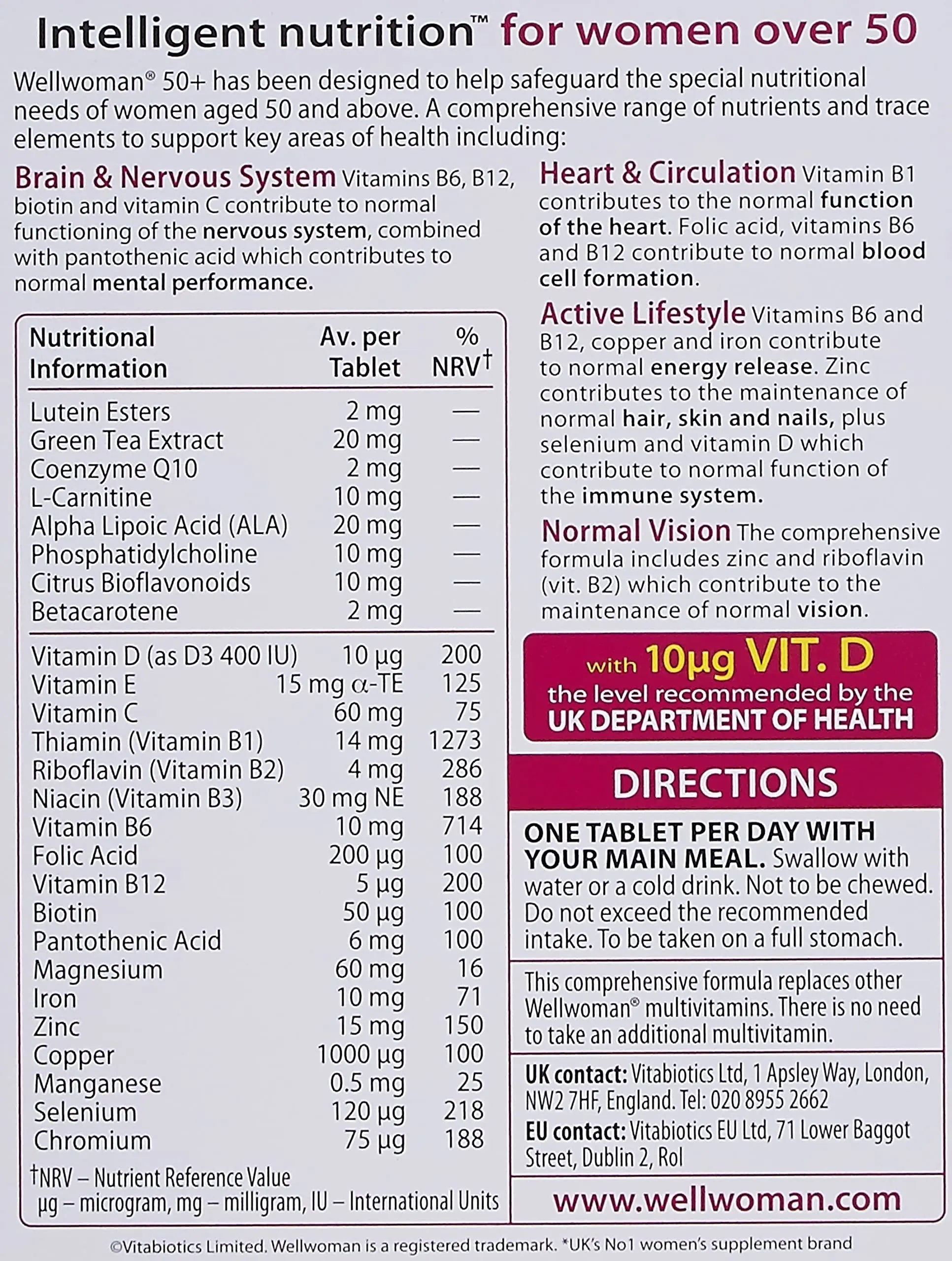 Wellwoman Vitabiotics 50+ 30 Tablets Wellwoman