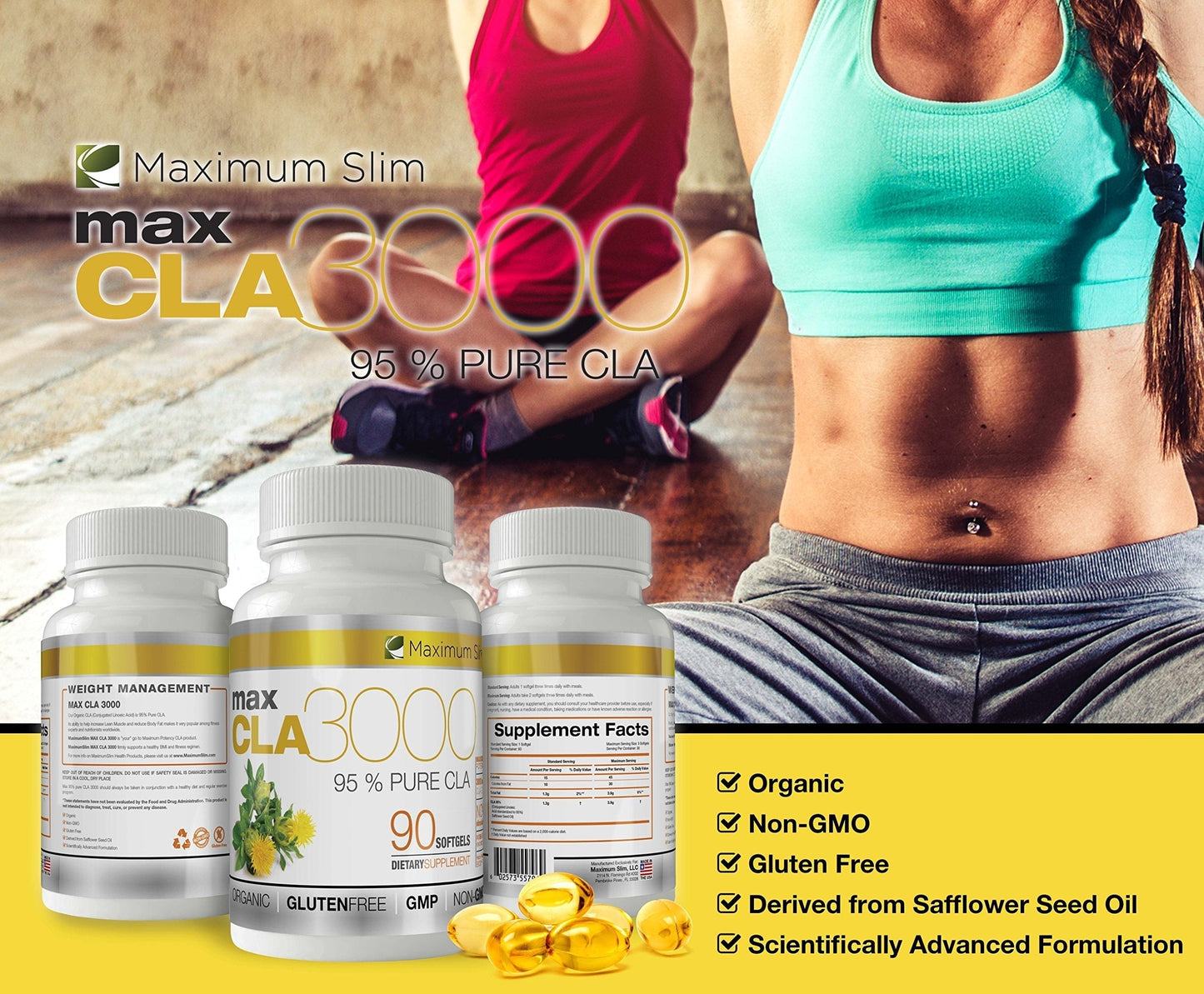 MAX CLA 3000, High Potency, Natural Weight Loss Exercise Enhancement, Increase Lean Maximum SlimBuy Supplements Australia