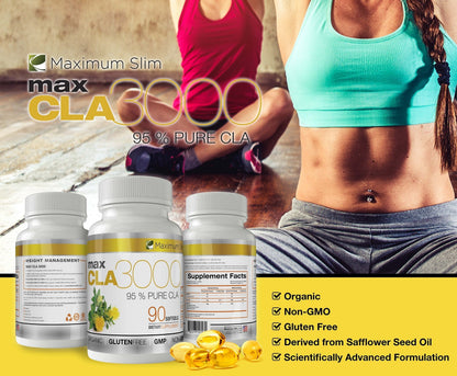 MAX CLA 3000, High Potency, Natural Weight Loss Exercise Enhancement, Increase Lean Maximum SlimBuy Supplements Australia