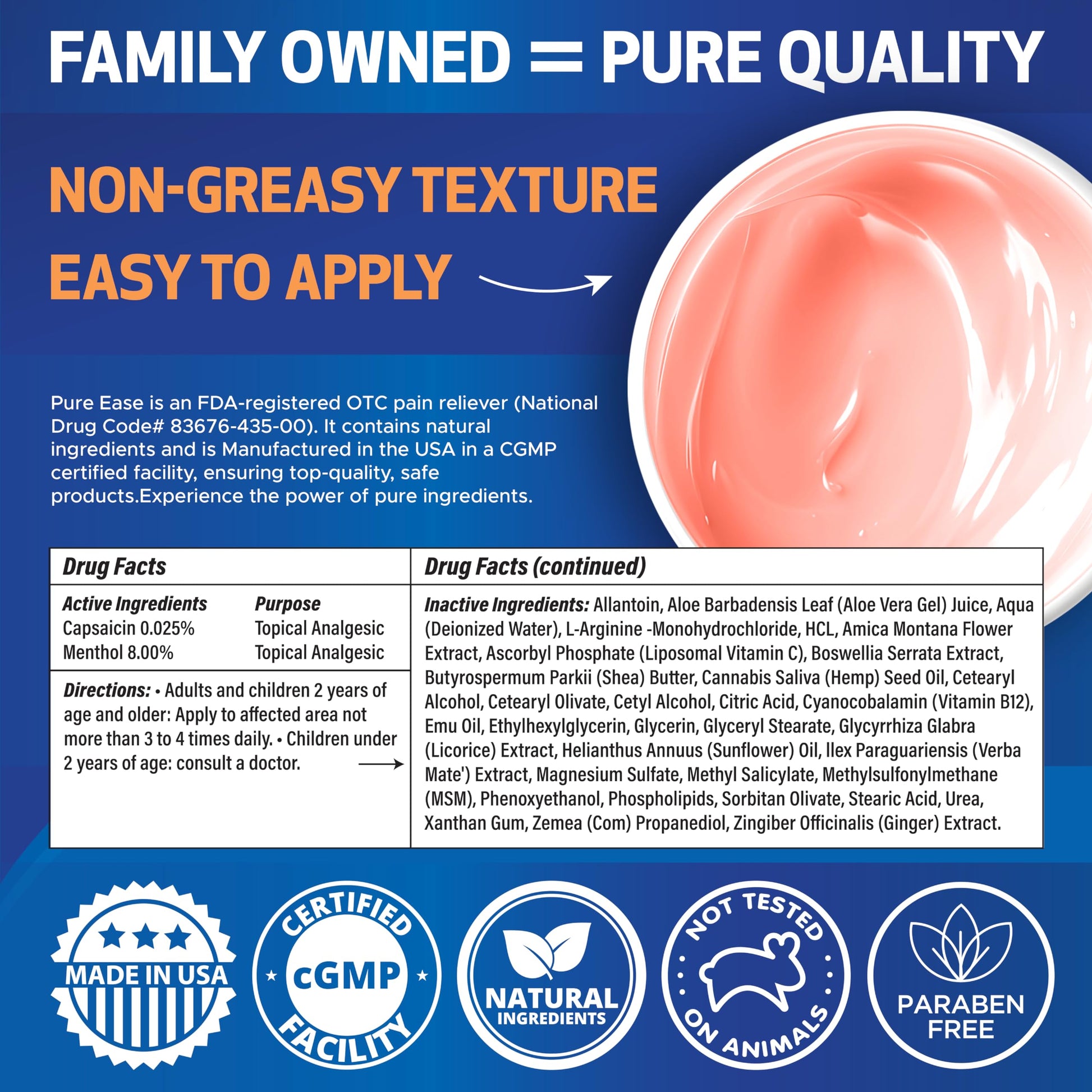 Pure Ease Arthritis Pain Relief Cream for Back 3 in 1 Maximum Instant Relief 2 OZ - Fast-Acting Muscle Pain Cream Extra Strength Joint & Knee - Powerful Formula for Neck Shoulder & Lower Back Pure EaseBuy Supplements Australia