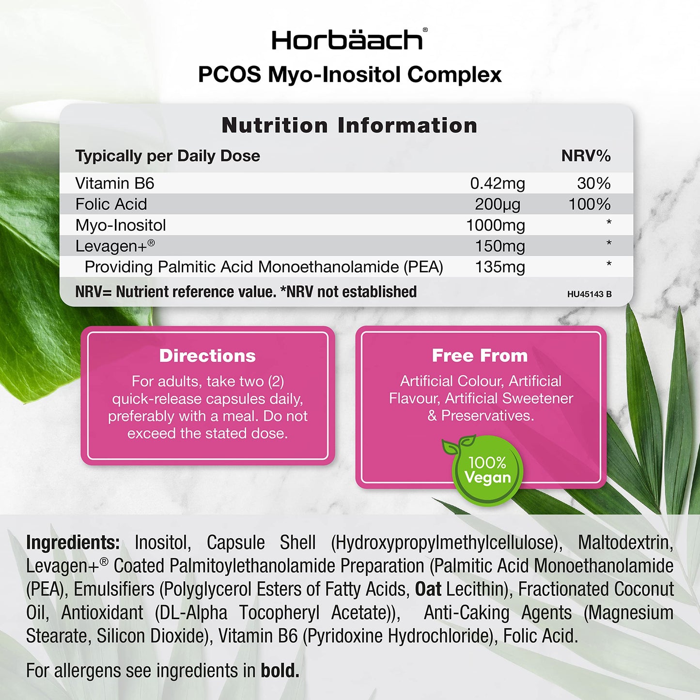 Inositol Supplement for PCOS | 120 Vegan Capsules | Myo-Inositol Complex with Folic Acid HorbäachBuy Supplements Australia