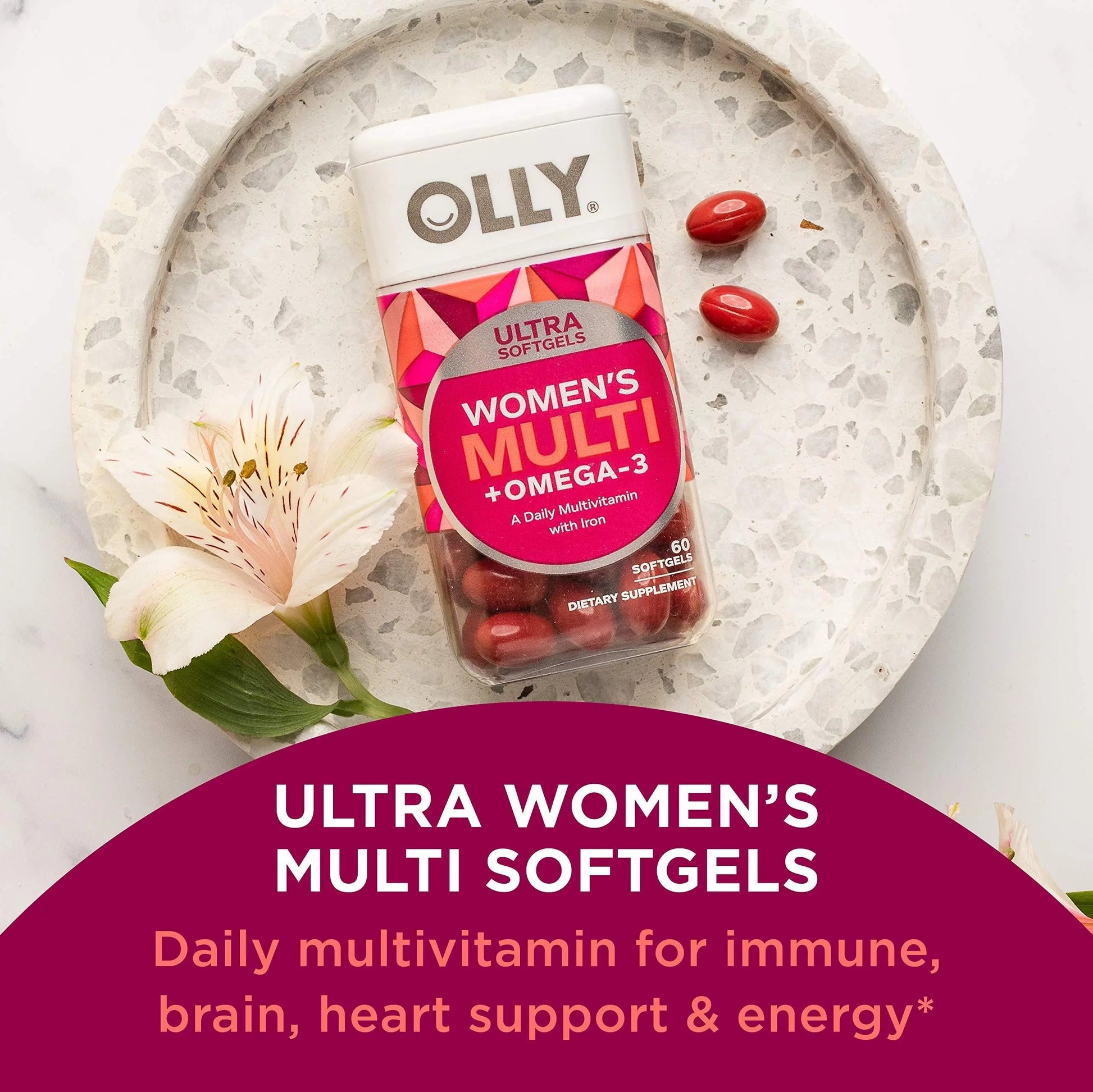 OLLY Ultra Women's Multi Softgels & Ultra Strength Hair Softgels, Supports Hair Health, Biotin, Keratin, Vitamin D, B12, Hair Supplement, 30 Day Supply - 30 Count OLLYBuy Supplements Australia