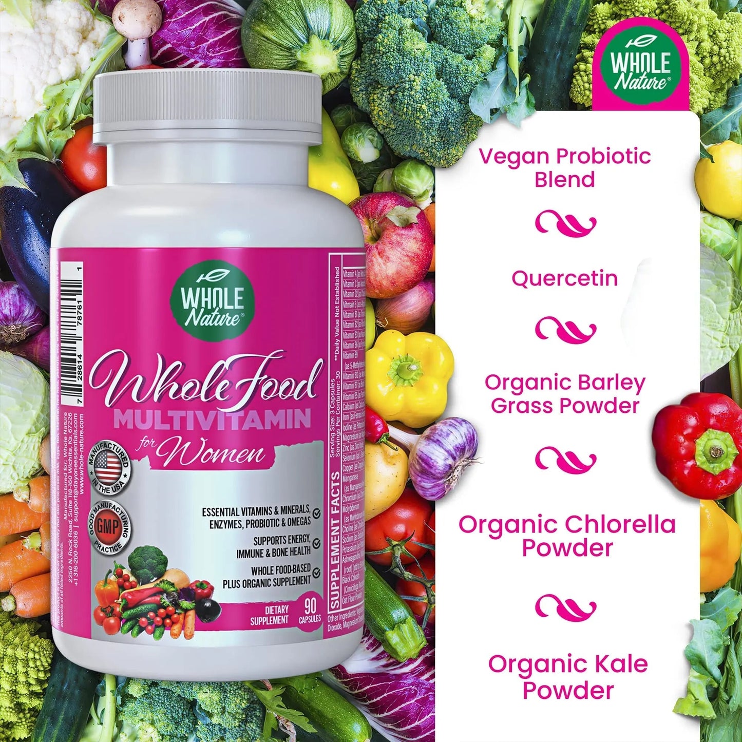Whole Nature Whole Food Multivitamin for Women Womens Multi Vitamin with Folate, B12 Methyl, Vitamins, Minerals, Probiotics and Omegas Whole NatureBuy Supplements Australia