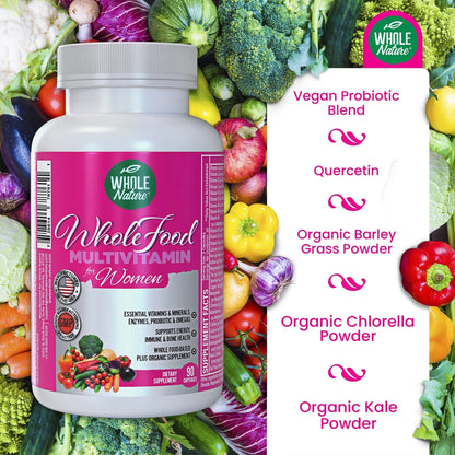 Whole Nature Whole Food Multivitamin for Women Womens Multi Vitamin with Folate, B12 Methyl, Vitamins, Minerals, Probiotics and Omegas Whole NatureBuy Supplements Australia