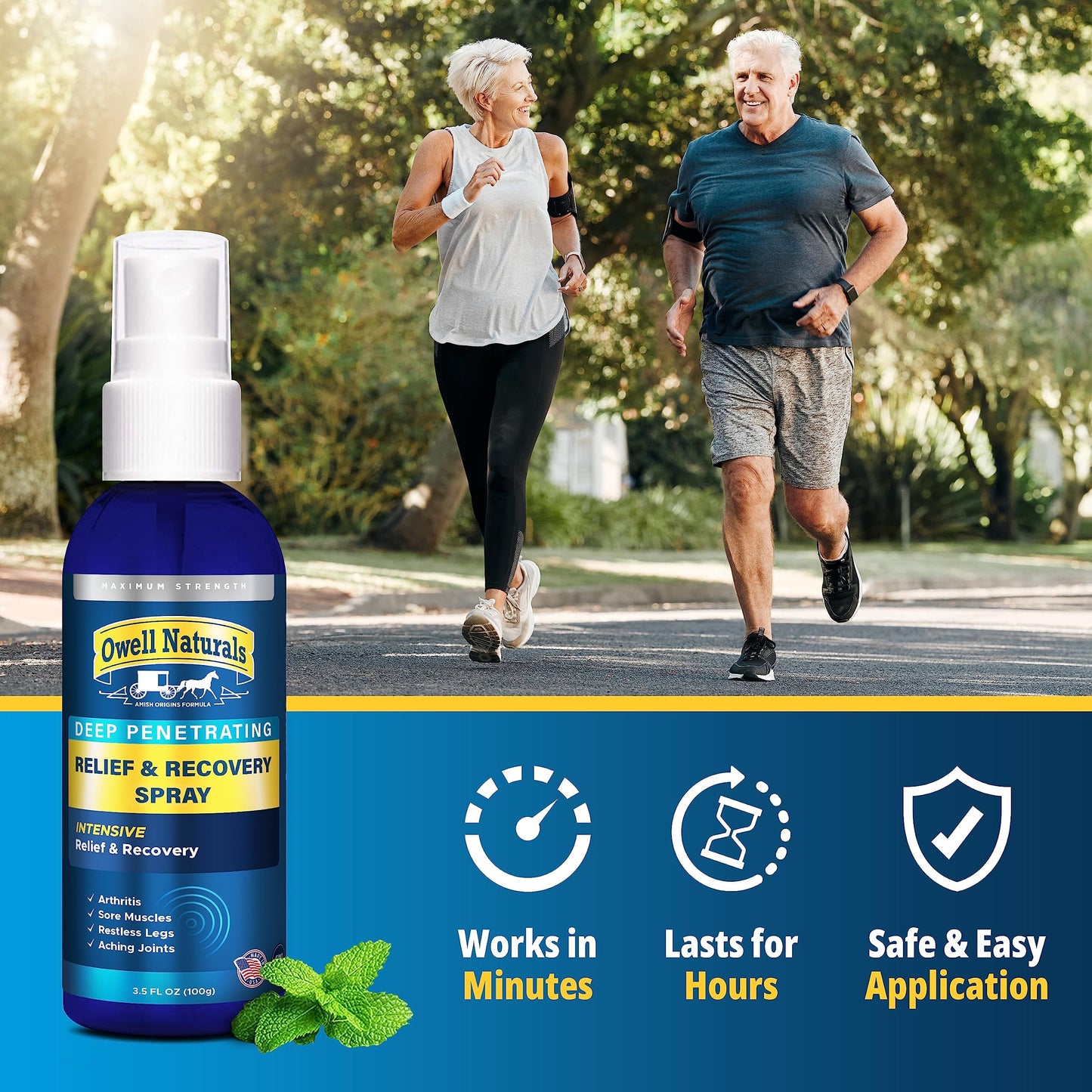 Amish Origins Deep Penetrating Pain Relief Liquid Spray - Fast-Acting, Natural Relief for Muscle Aches, Joint Pain, and Stiffness - 3.5 oz Spray Bottle Amish OriginsBuy Supplements Australia