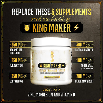 Top Shelf Grind King Maker, 13-in-1 Anabolic Supplement for Men to Increas