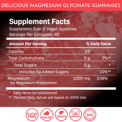 Magnesium Glycinate Gummies - 1000 mg - Magnesium Supplement to Support WELLNESS LABSRXBuy Supplements Australia