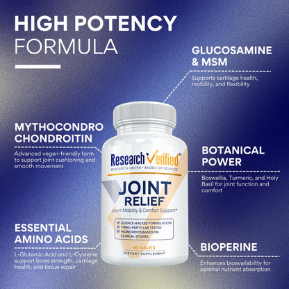 Research Verified Joint Support - Glucosamine, MSM, Turmeric, Boswellia, BioPerine - Vegan - 90 Capsules - 1 Month Supply Research VerifiedBuy Supplements Australia