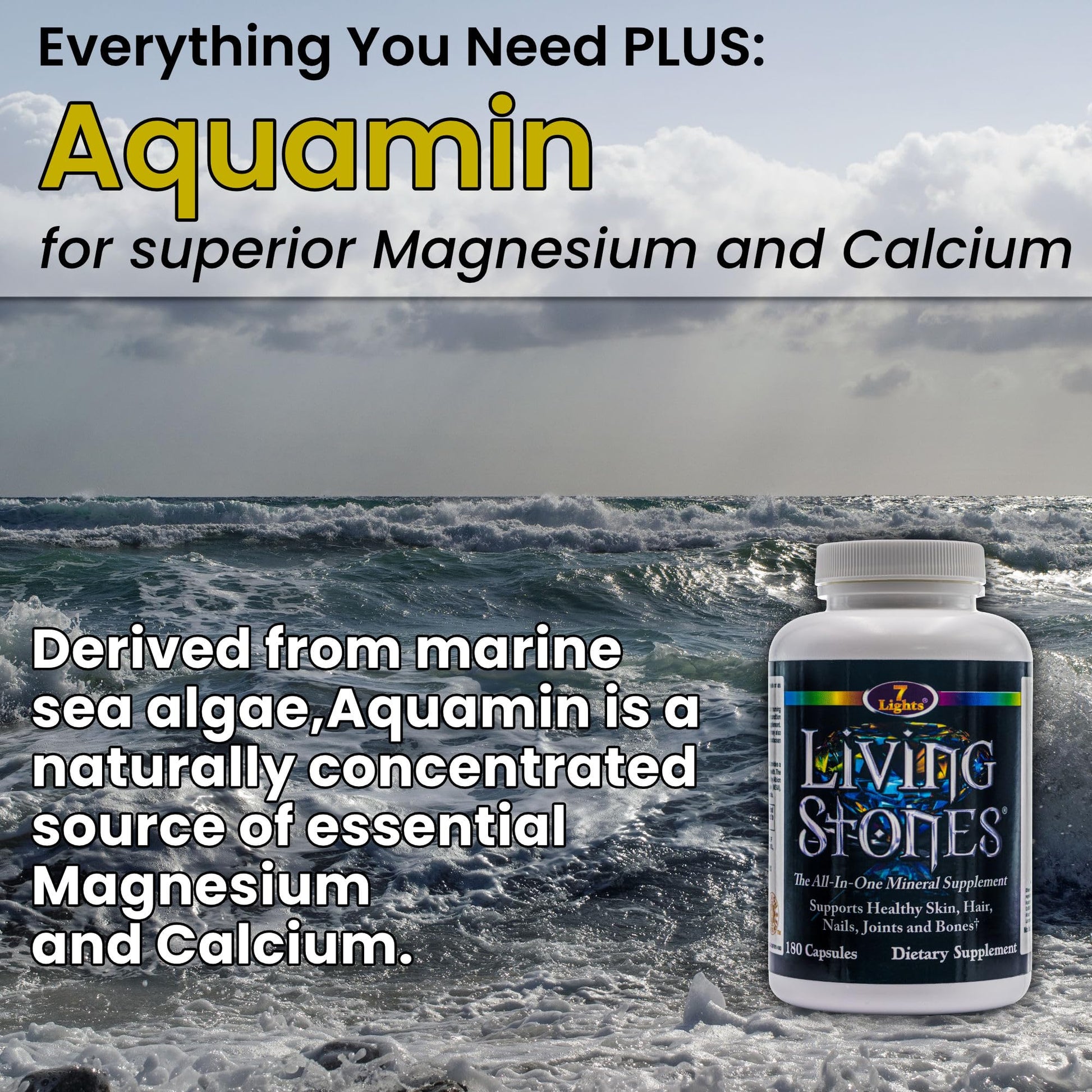 Living Stones, Complete Mineral Supplement with Zinc, Calcium, Magnesium, Selenium, Trace Minerals, No Added Iron, with MSM (Organic Sulfur) and Shilajit, Premium Absorption (30-Day Supply - 180 Caps) 7 LightsBuy Supplements Australia