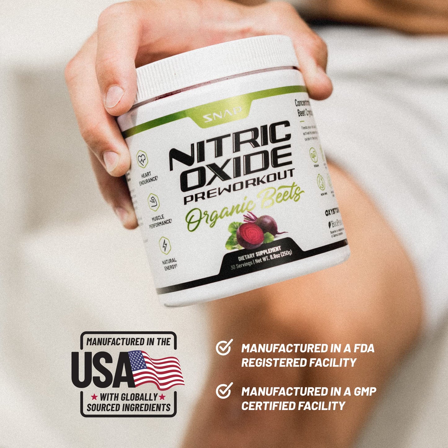 Snap Supplements Preworkout Beet Root Powder, Nitric Oxide Pre Workout with Organic Snap SupplementsBuy Supplements Australia