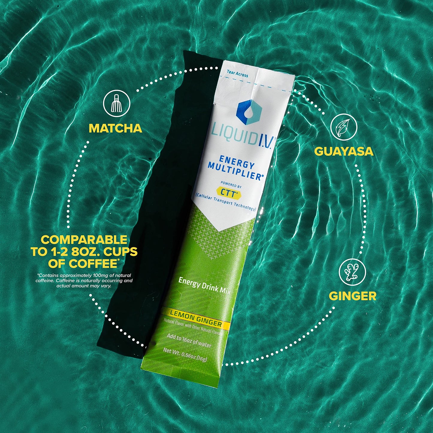Liquid I.V. Hydration + Energy Multiplier - Lemon Ginger - Hydration Powder Packets Liquid I.V.Buy Supplements Australia