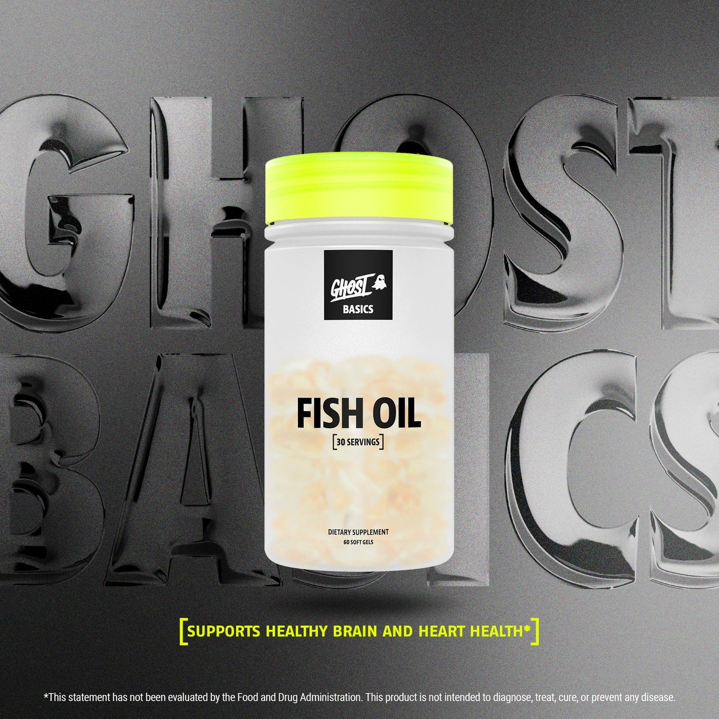 GHOST Basics Fish Oil Supplement, 3000MG Daily Omega 3 Fatty Acids with DHA & EPA for Brain, Heart Health & Immunity Support - Gluten-Free & Soy-Free - 60 Enteric Coated Softgels GHOSTBuy Supplements Australia