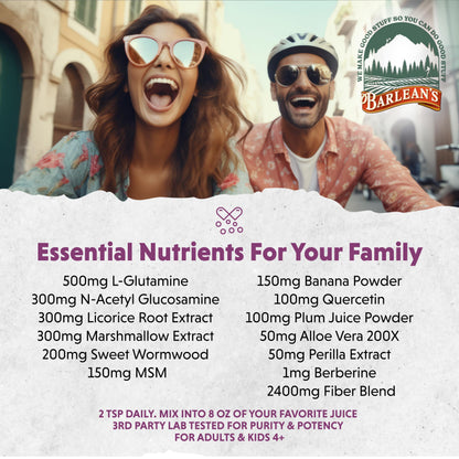 Barlean's Gut Health Powder, Intestinal Repair Fiber and Digestive Support Blend for Men and Women, Mixed Berry Drink Mix, 6.35 oz Barlean'sBuy Supplements Australia