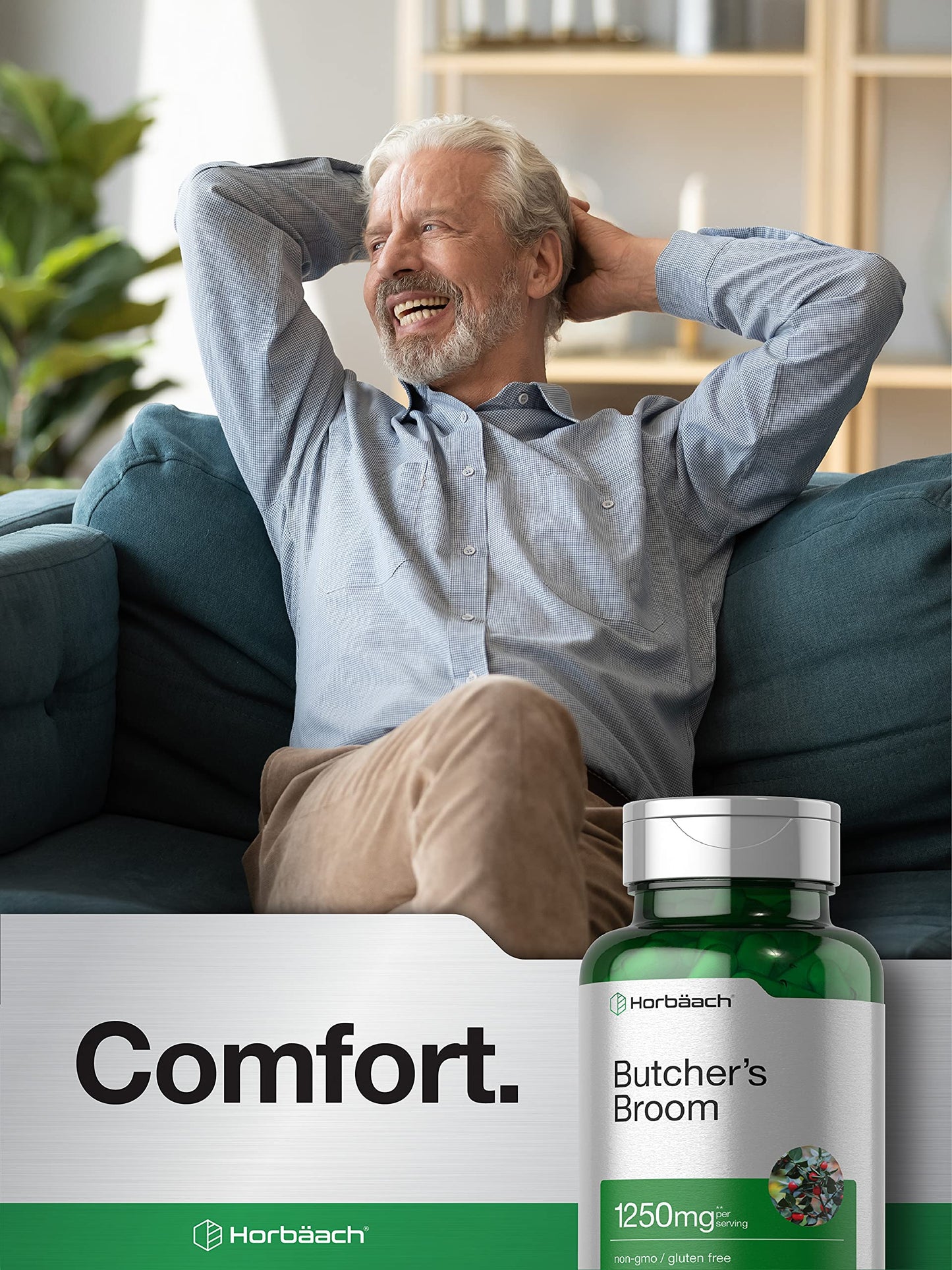 Butchers Broom Capsules 1250mg | 120 Count | Non-GMO, Gluten Free | Traditional Herb HorbäachBuy Supplements Australia