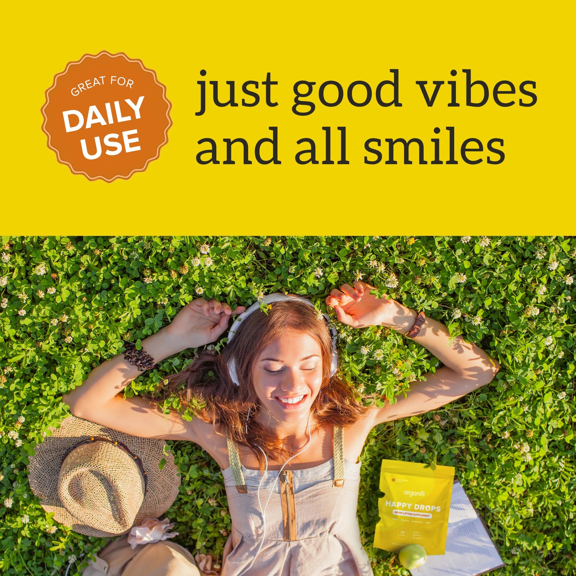 Organifi Happy Drops - Daily Superfood Happy Gummies for Adults - Mood Support Supplement for Balance, Bliss, Energy and Taking the Edge Off - Sweet Lemon Flavor - 60 Gummies OrganifiBuy Supplements Australia