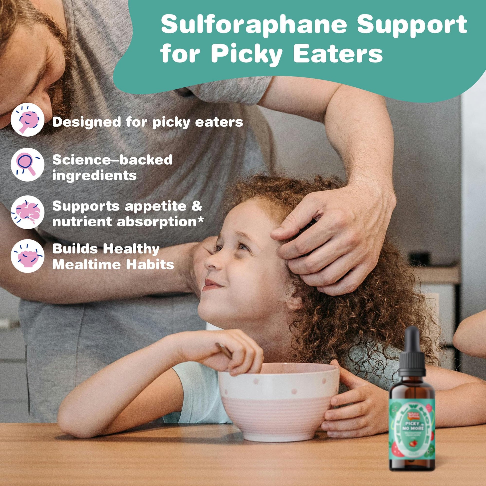 Well&Whole Sulforaphane Kids Liquid Supplement – Pick No More Broccoli Sprout Extract Drops, Hidden Greens for Picky Eaters, Daily Nutrition Support, Sugar-Free, Vegan, 60mL Well&WholeBuy Supplements Australia