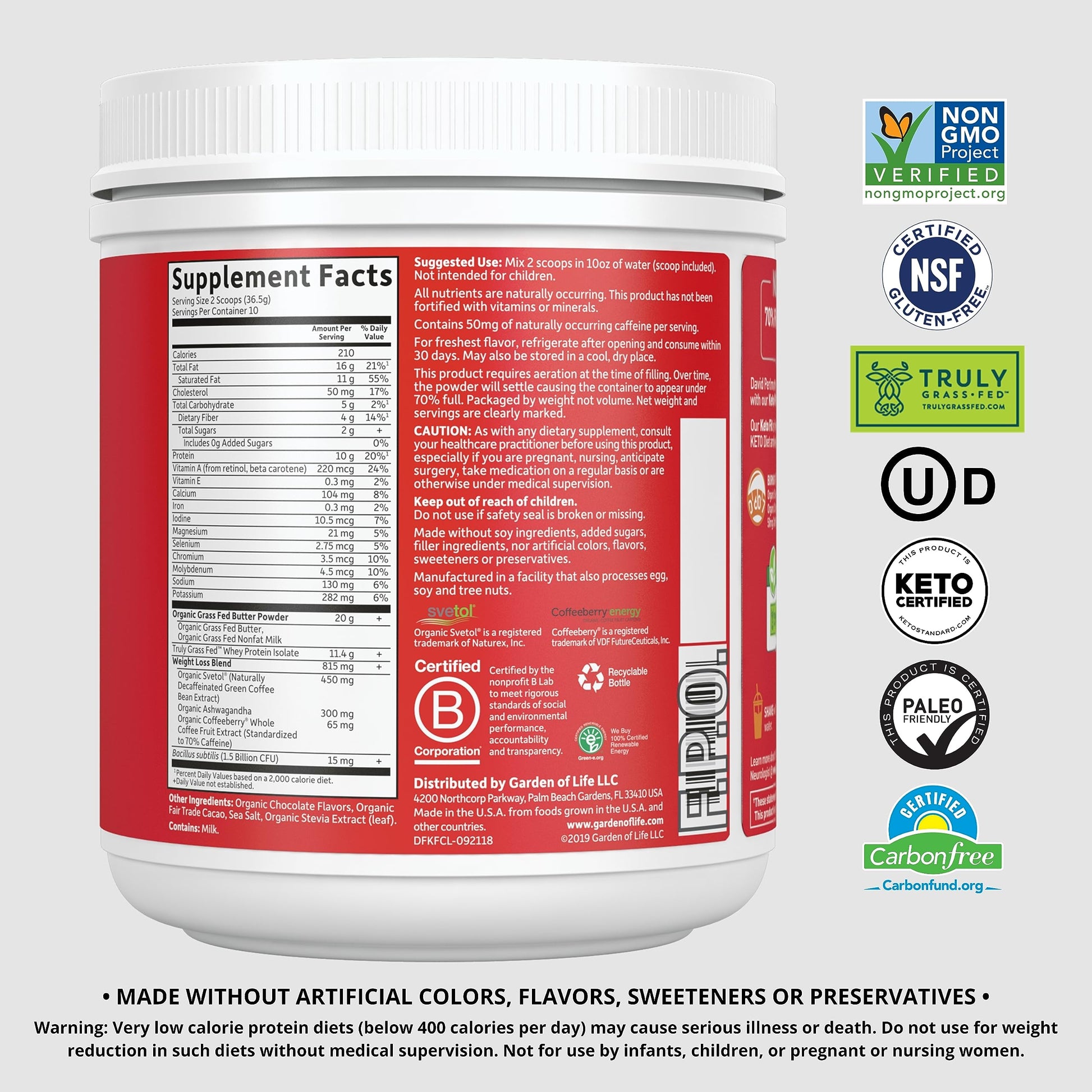 Garden of Life Dr. Formulated Keto Fit Weight Loss Shake - Chocolate Powder, 10 Servings Garden of LifeBuy Supplements Australia