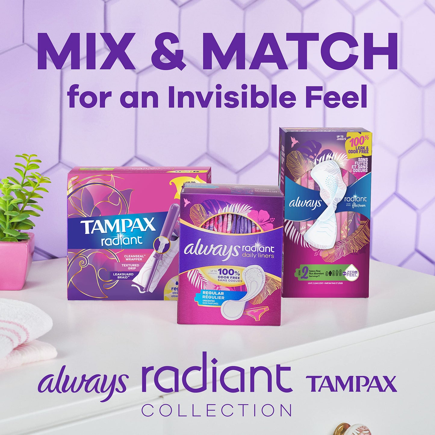 Tampax Radiant Tampons Super Absorbency with BPA-Free Plastic Applicator and LeakGuard Braid TampaxBuy Supplements Australia