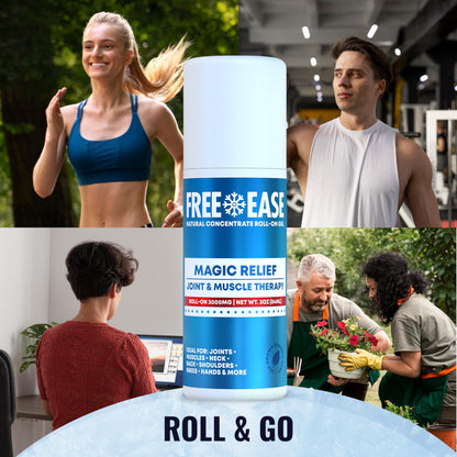 Free-Ease Magic Relief Roller – Nerve Joint and Muscle Pain Relief Roll On – Fast Cooling Therapy for Back, Neck, Shoulder, Knee Pain - Supports Joint Flexibility and Overall Mobility - Made in USA FREE EASEBuy Supplements Australia