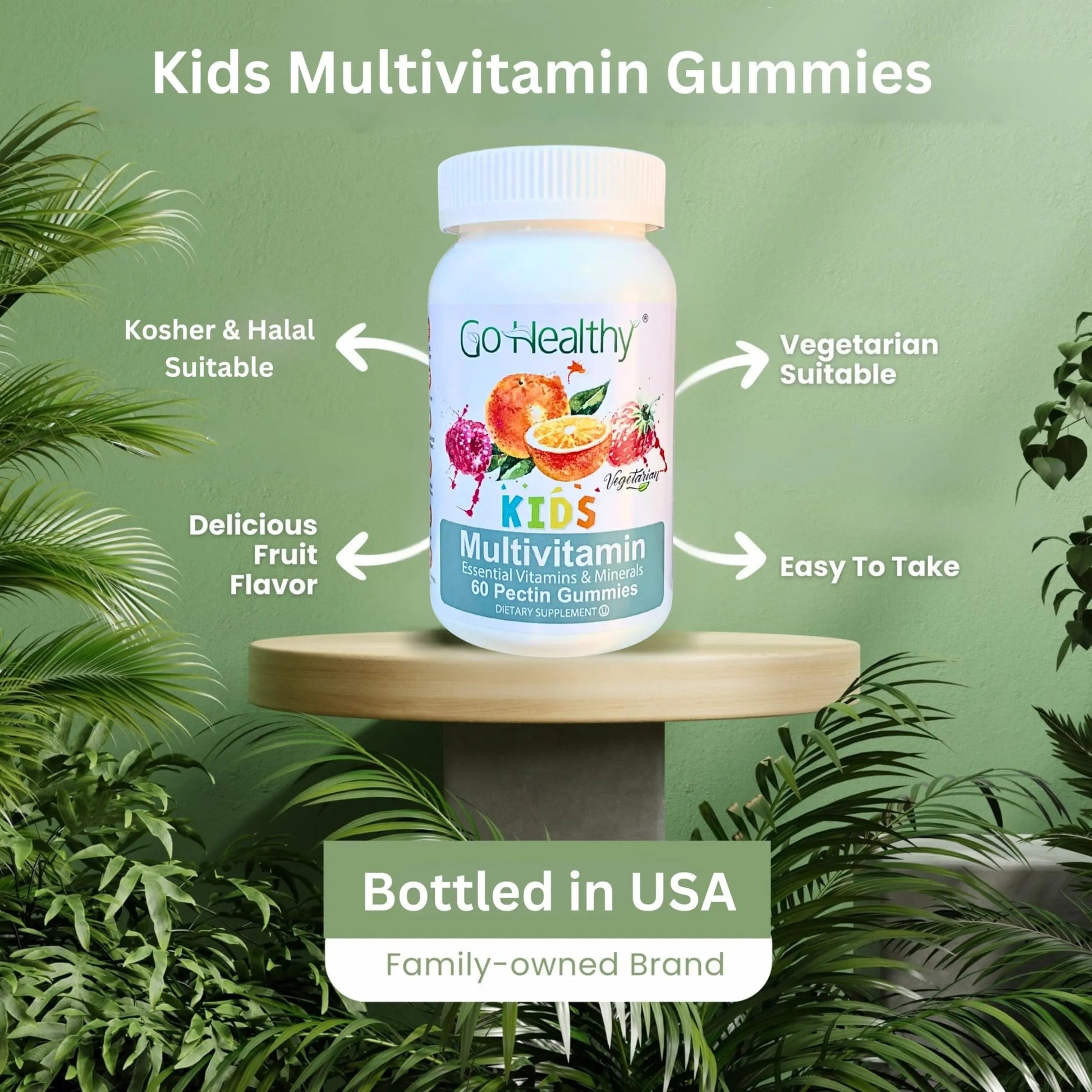 Go Healthy Kids Multivitamin Gummies, Immune Support, Kids Vitamin Gummies, Kosher Kid Vitamin, Halal Go Healthy Natural