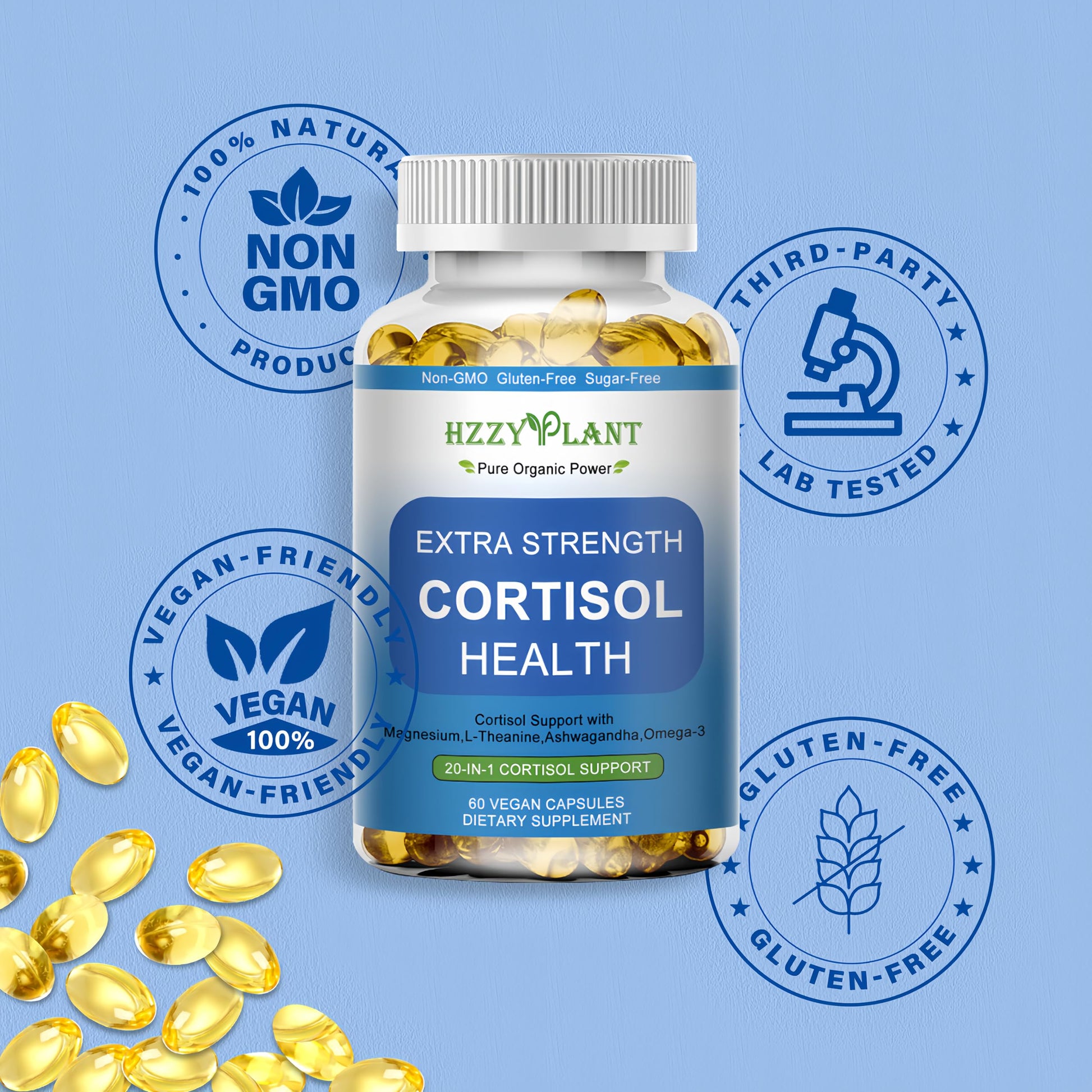 Cortisol Supplements for Women and Men Softgels with Phosphatidylserine Magnesium Ashwagandha L-Theanine,High Absorption Cortisol Detox Capsules for Sleep Relaxation Stress Relief,Non-GMO,60 Servings HZZYPLANTBuy Supplements Australia