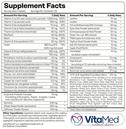 Vita Forte Vegan Multivitamin with Probiotics, Digestive Enzymes & 42 Fruits & Vegetables – Halal Certified VitaMedBuy Supplements Australia