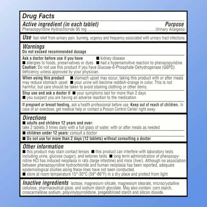 Quality Choice Fast Acting Urinary Pain Relief, Phenazopyridine Hydrochloride 95mg, Relieves UTI Pain, Burning, Frequent Urination, Bladder Discomfort, Urgency. One 30 Tablet Box (30 Total Tablets) Quality ChoiceBuy Supplements Australia