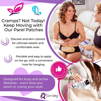 Heat Patches for Menstrual Cramps Based on Flow Strength, 10 Period Patches for Weak & Normal Flow & 1 Single Patch with Natural Herbs & Oils; Disposable Stick On Heating Pads Cramp-Free Period FemissyBuy Supplements Australia