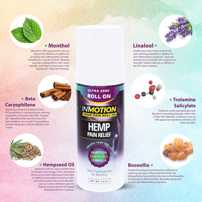 InMotion Hemp Roll On for Pain - 4 Pack Premium Ultra Strength Fast Acting, Long Lasting, Odorless Hemp Oil Roll On Pain Reliever for Joint, Muscle, & Back (4) InMotion HempBuy Supplements Australia