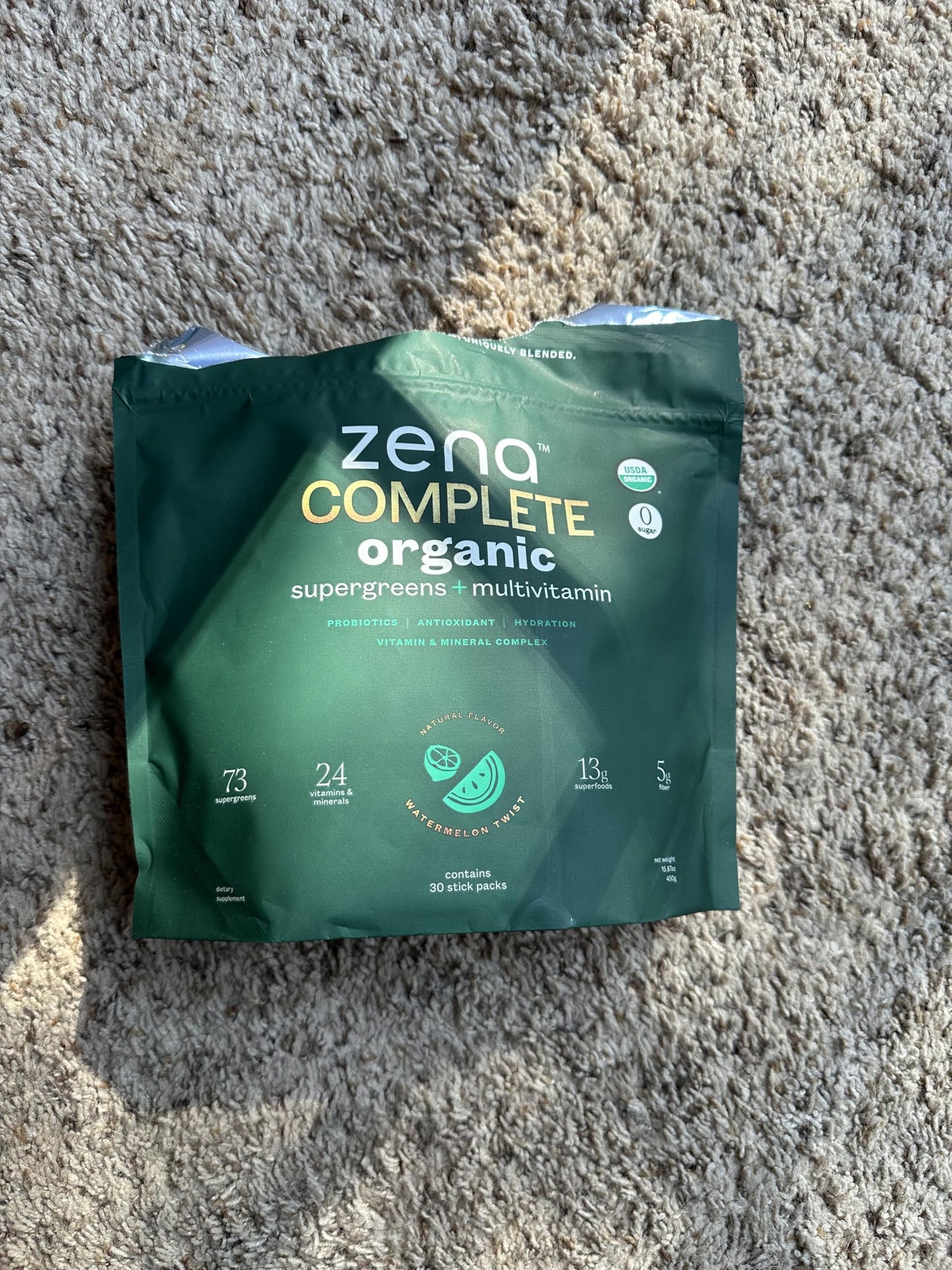 Zena Complete Organic Super Greens Powder & Multivitamin, 90+ Supergreens, Fruits, Veggies, Pre & Probiotics, Watermelon Citrus Flavor Zena NutritionBuy Supplements Australia