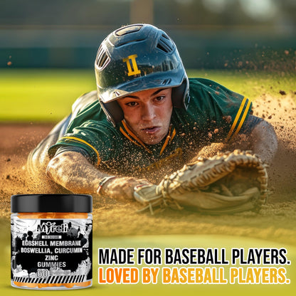 MYRELI Eggshell Membrane 400mg, Boswellia 300mg, Curcumin 250mg & Zinc 20mg Gummies - Baseball Athlete Joint Support, Flexibility, Recovery, Antioxidant, Energy, Endurance - Vegan, Non-GMO, 60 Gummies MYRELIBuy Supplements Australia