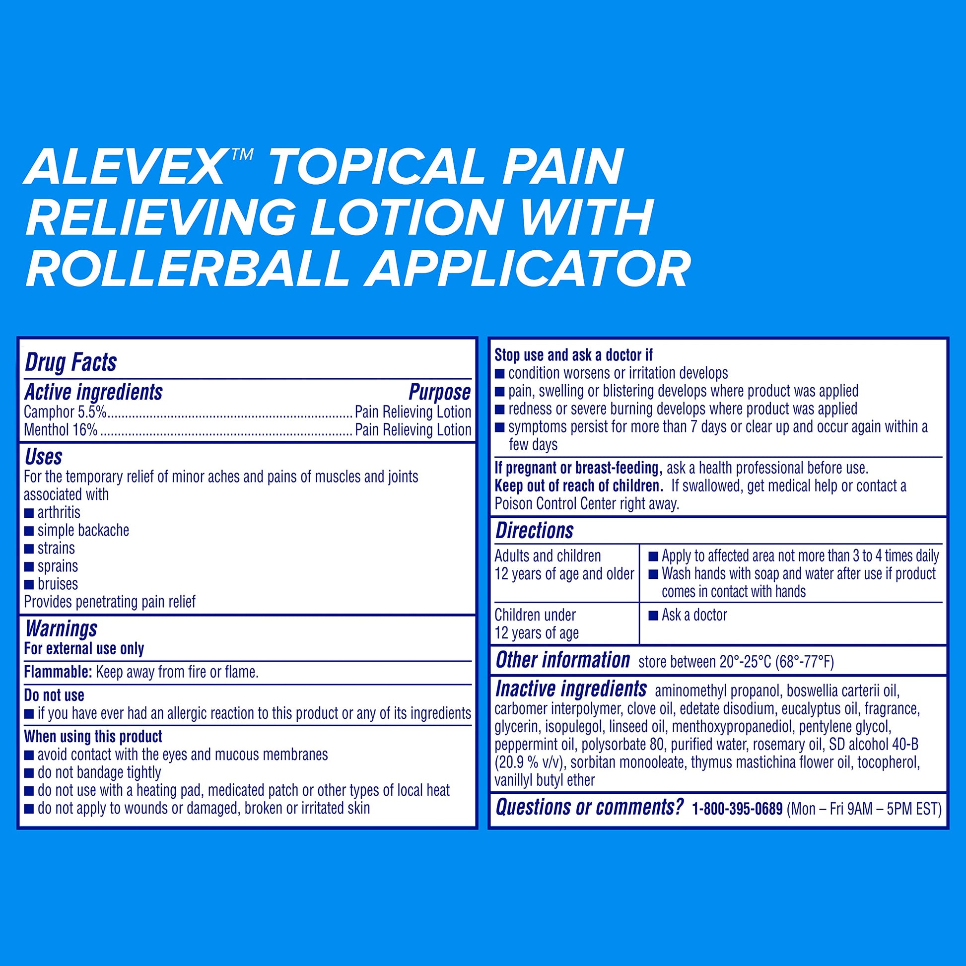 AleveX Topical Pain Relief Lotion with Rollerball Applicator - Long Lasting Arthritis and Muscle Pain Relief, 2.5 oz AleveBuy Supplements Australia