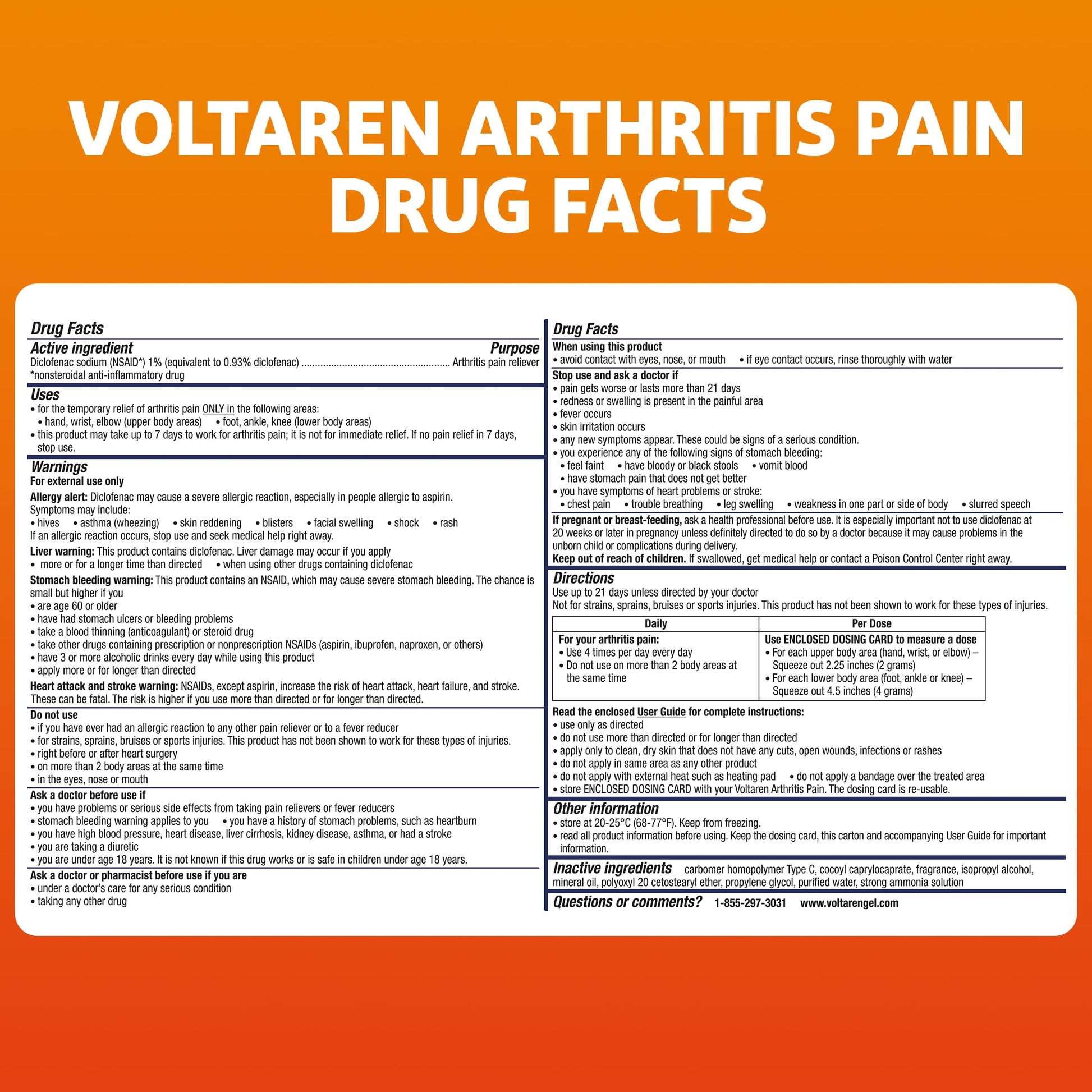Voltaren Arthritis Pain Relief Gel, Diclofenac Sodium, 1% (NSAID), Clinically Proven Powerful Pain Reliever with Easy Open Flip Top Cap, No Prescription Needed, 5.3oz VoltarenBuy Supplements Australia