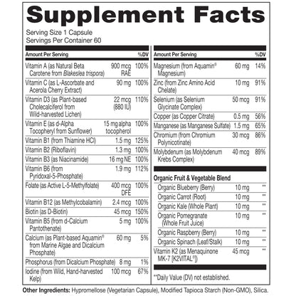 NATURELO One Daily Multivitamin for Women 50+ (Iron Free) - Menopause Support for Women Over 50 - Whole Food Supplement