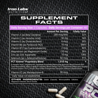 Iron Labs Nutrition PCT Xtreme - PCT Supplement for Men - 30 Day Course - Post Cycle Support Booster (80 Capsules) Iron Labs NutritionBuy Supplements Australia
