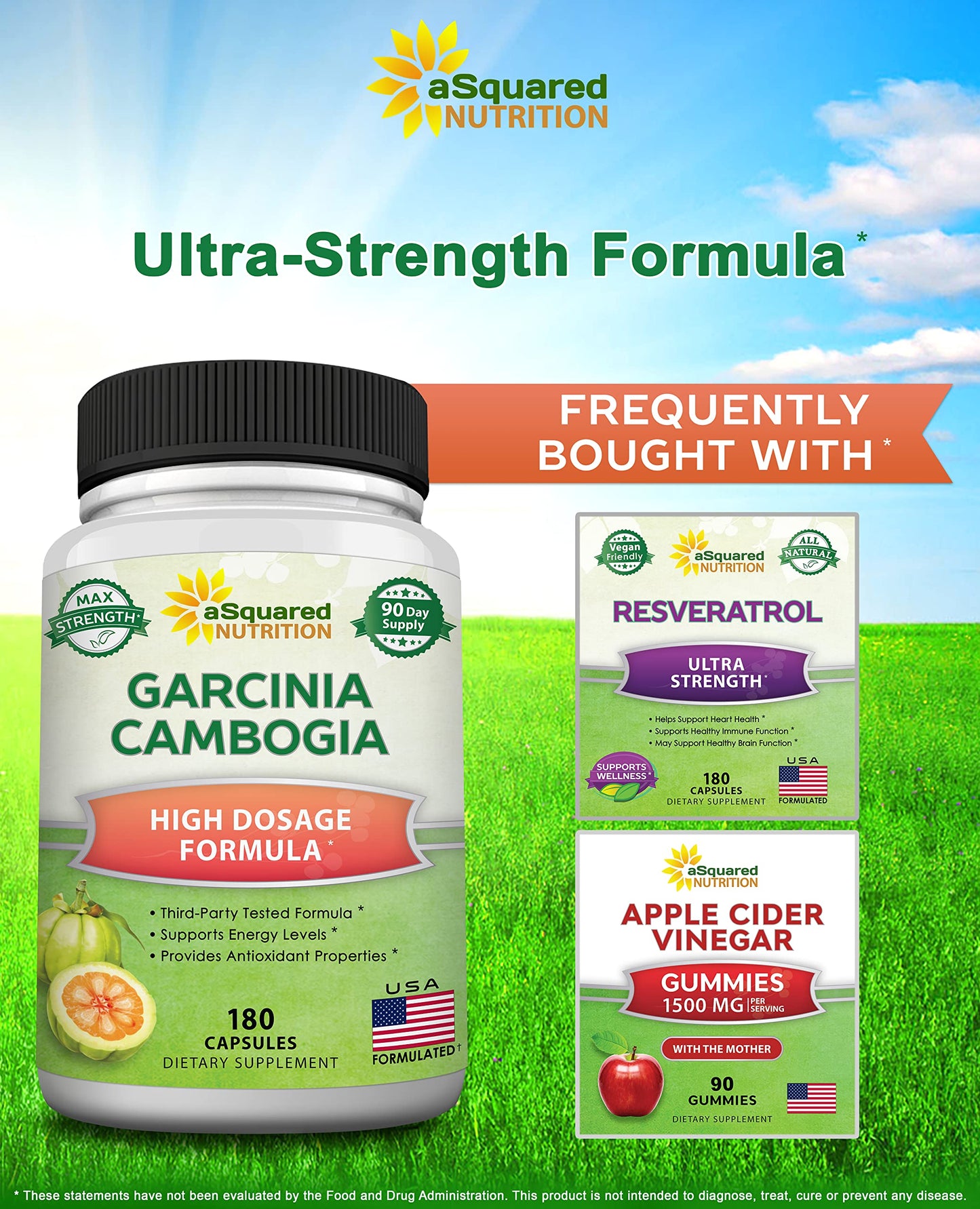 aSquared Nutrition Garcinia Cambogia 1600mg-180 Capsules-Natural Pure Extract Pills aSquared NutritionBuy Supplements Australia