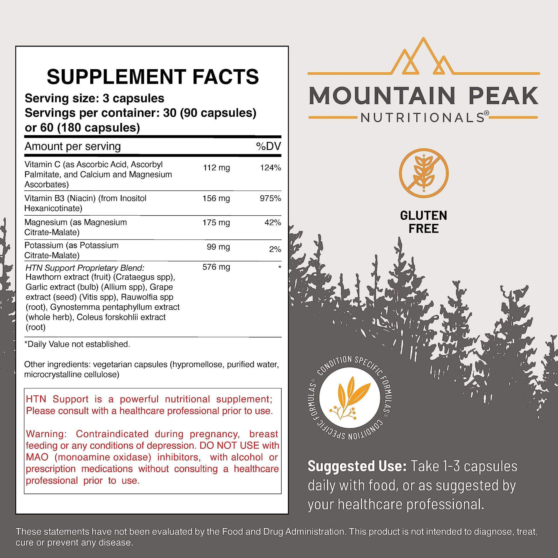 Mountain Peak Nutritionals HTN Blood Pressure Support Supplement for Heart & Circulation Health - Advanced Cardiovascular Formula with Rauwolfia, Hawthorn Berry, & Magnesium (180 Vegetarian Capsules) Mountain Peak NutritionalsBuy Supplements Australia
