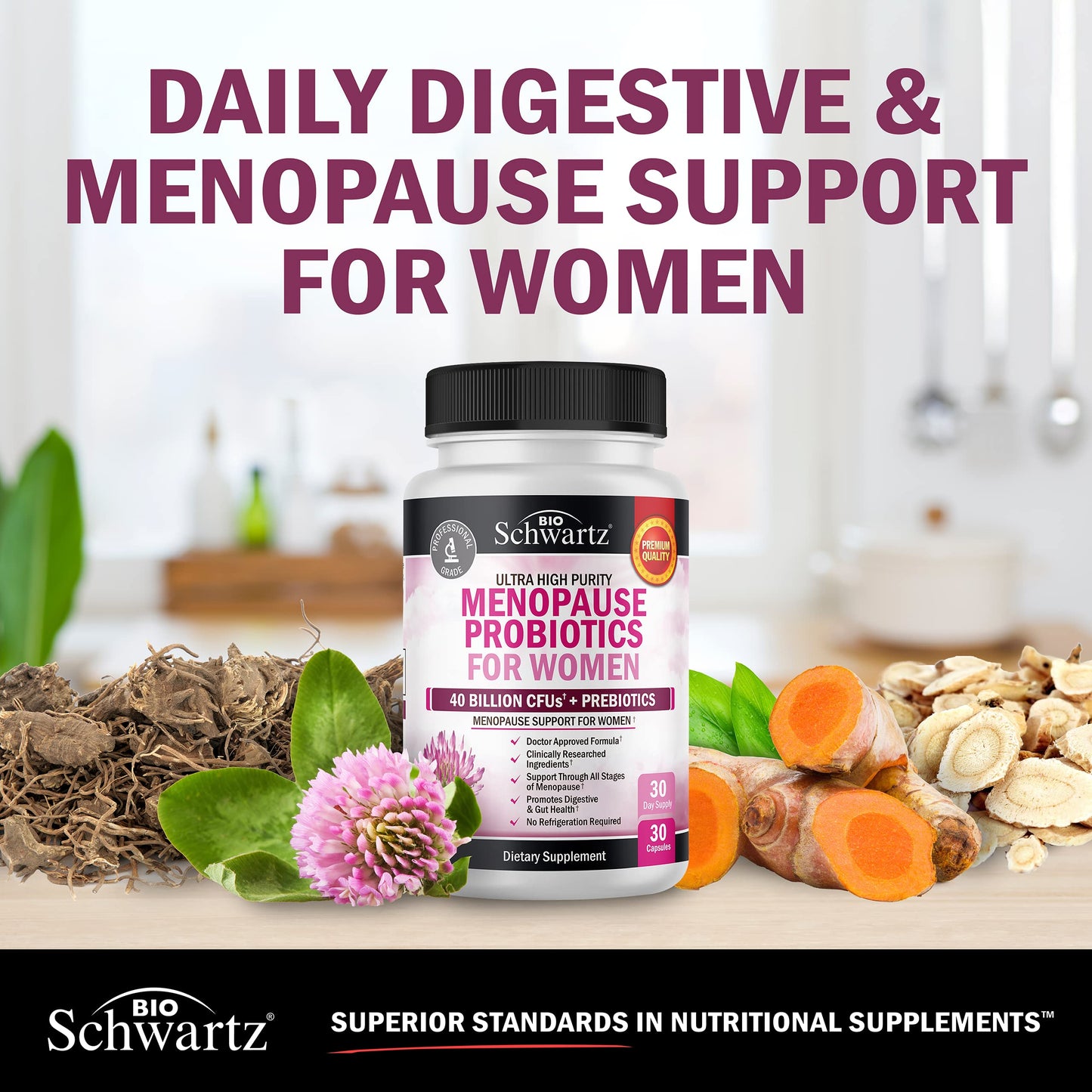 Menopause Support Probiotics for Women - Hot Flashes Night Sweats Mood Swings BioSchwartzBuy Supplements Australia