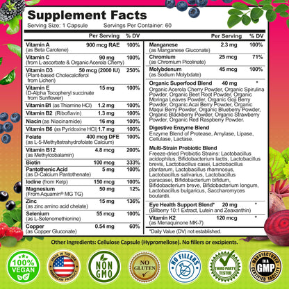 Women's Daily Multivitamin 50 Plus - Vegan Methylated Multivitamin for Women 50 and Over with Biotin, Organic Superfoods & Lutein SUPPLEMENTS STUDIOBuy Supplements Australia