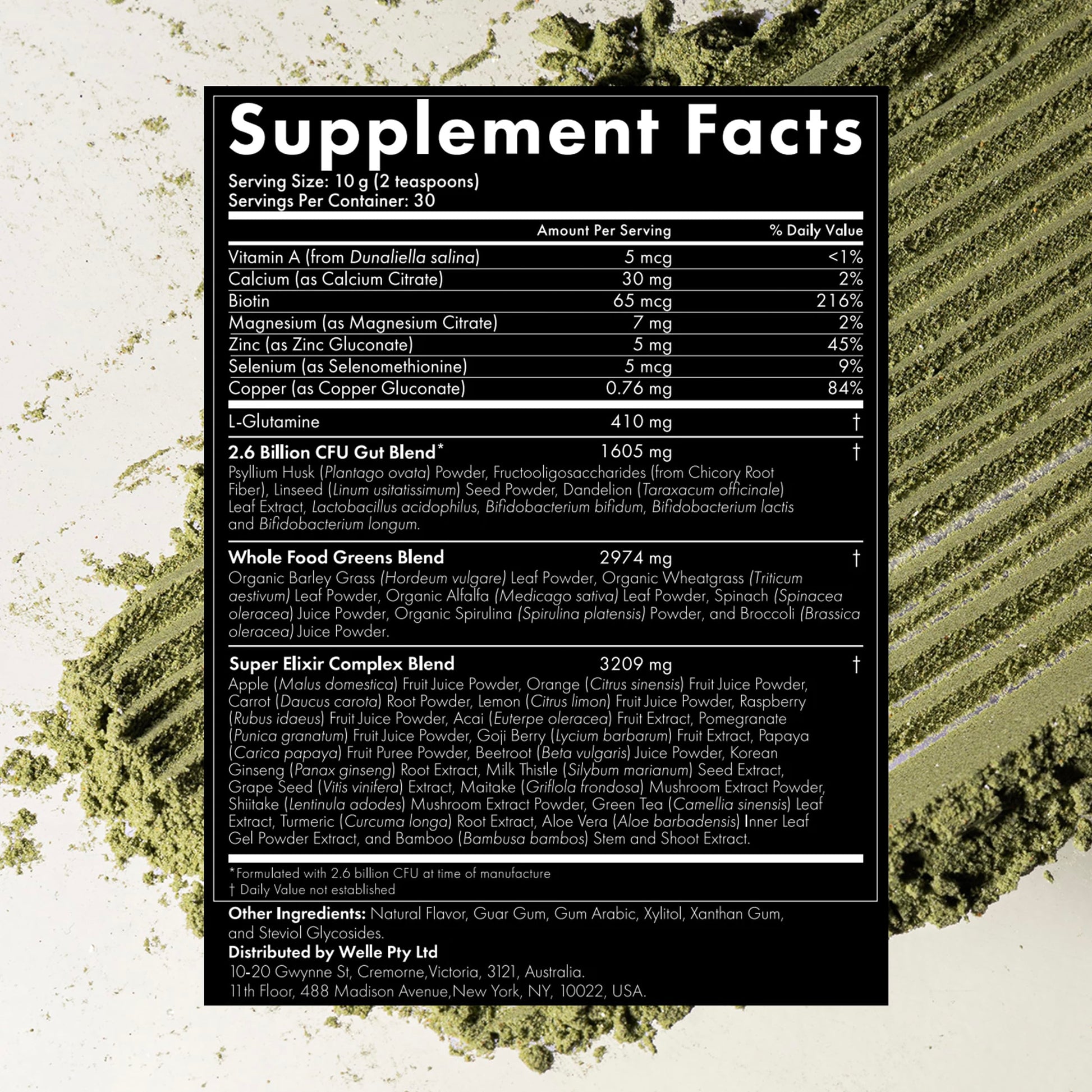 WelleCo The Super Elixir Daily Greens Powder, Probiotic Drink Mix with Whole Foods, Gluten Free, Vegan Gut Health Powder, Energy, Immunity, Healthy Skin, Hair & Nails (Jar, Blood Orange) WelleCoBuy Supplements Australia