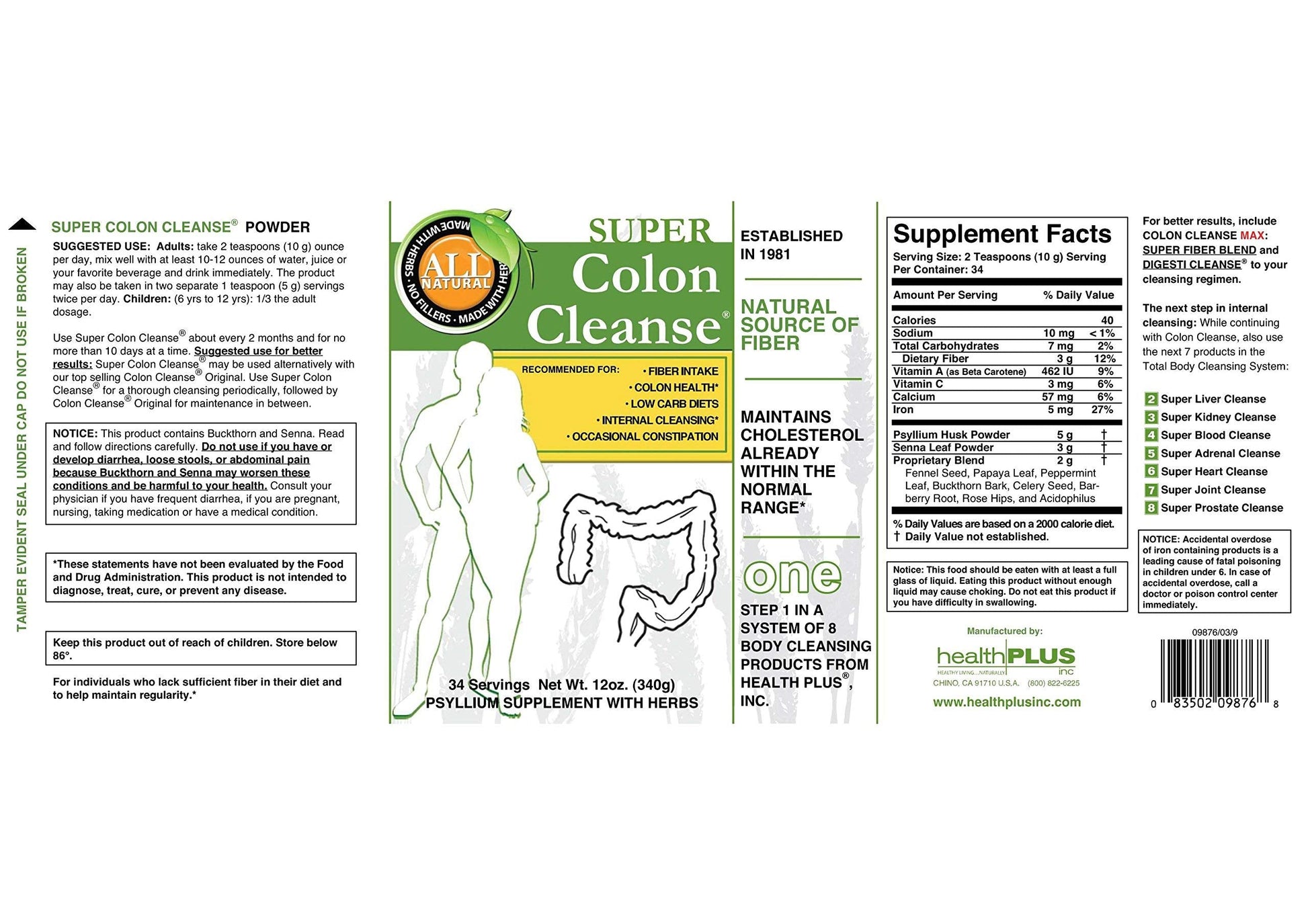 Health Plus Super Colon Cleanse: 10-Day Cleanse -Detox | More than 1 Cleanse, 12 Ounces Health PlusBuy Supplements Australia
