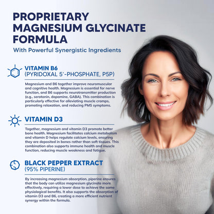 Magnesium Glycinate 1000mg with Vitamin D3 & B6-500mg per Capsule - Pure Elemental Mag Supplement Complex for Sleep, Muscle, Bone Health