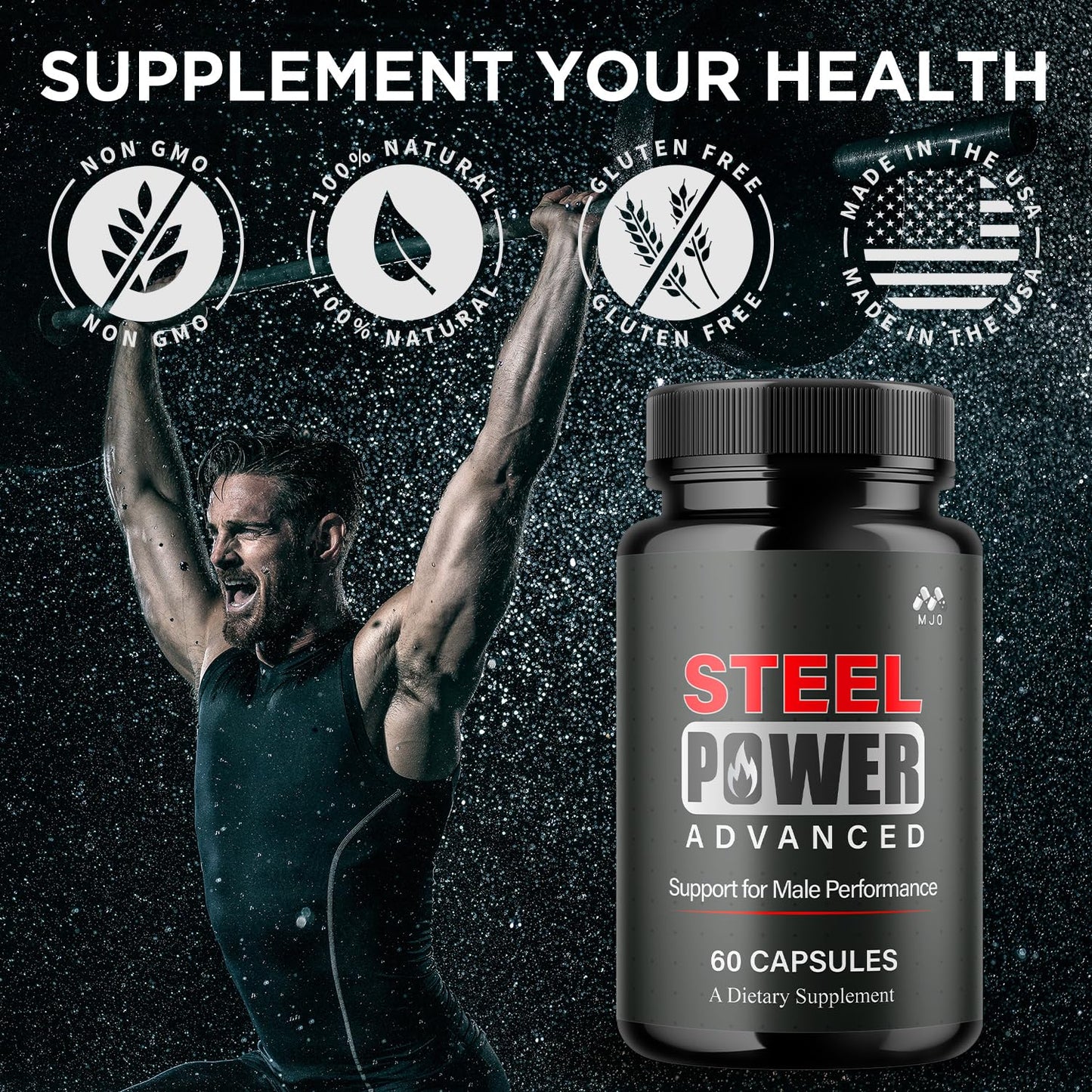 Steel Power Capsules, Official Steel Power for Men with All Natural Ingredients, Advanced SteelPower Men's Health and Wellness Vitamin Formula Pills with Maximum Strength Multivitamins (60 Capsules) MJOBuy Supplements Australia