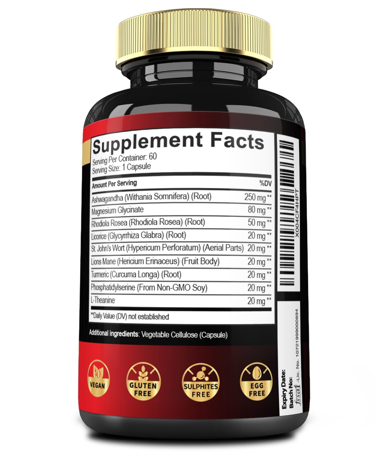 9in1 Cortisol Shield - Ashwagandha & Magnesium Glycinate, Rhodiola, Phosphatidylserine, L-Theanine, Licorice Root, St. John's Wort, Lions Mane - Mind & Mood, Restful Night Support - 60 Capsules - Maple Wellness Supplements