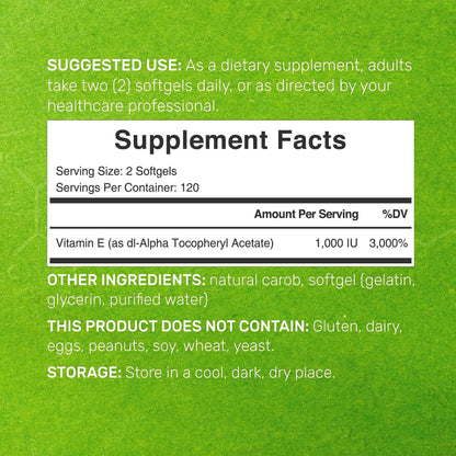 Vitamin E Supplements, 1,000 IU Per Serving, 240 Softgels – Extra Strength Antioxidant Protection – Bioavailable Stable Form DEAL SUPPLEMENTBuy Supplements Australia