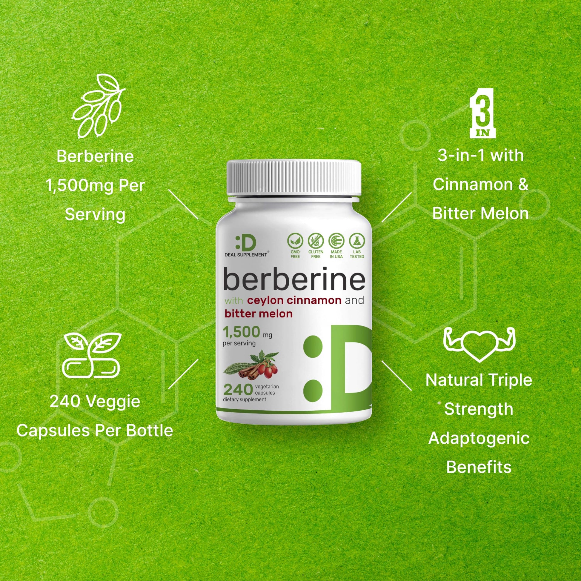 Berberine Supplement 500mg Per Capsule (1500mg Per Serving) | 240 Veggie Capsules DEAL SUPPLEMENTBuy Supplements Australia
